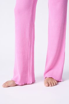 Pink high-waisted pant with (re)purpose. In soft rib knit, this pant is part legging, part lounge pant and definitely versatile from season to season. Each saves 9.7 plastic bottles from our landfill - we love that Pink Relaxed Fit Pants With Ribbed Cuffs, Stretch Ribbed Pink Pants, Pink High-waisted Pants For Loungewear, Pink High-waisted Lounge Pants, Pink Compressive Moisture-wicking Yoga Pants, Re Purpose, Pant For Women, Lounge Pants, High Waisted Pants