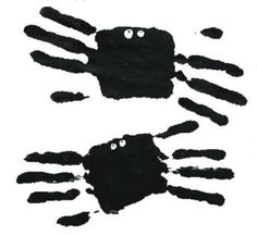 two black handprints with eyes and hands on them are shown in different positions