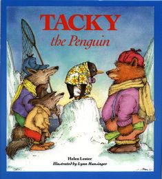 the book cover for tacky the penguin