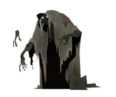 a stylized image of a giant monster with eyes and hands on it's head