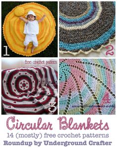 crochet patterns for circular blankets are featured in this book, including round afghans and