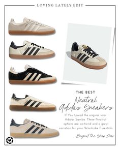 If You Loved the original viral  Adidas Samba. These Neutral  options are on-trend and a great variation for your Wardrobe Essentials.  #adidasoriginals #adidassambas    Follow my shop @BeyondTheShopDoor on the @shop.LTK app to shop this post and get my exclusive app-only content!  #liketkit #LTKshoecrush #LTKstyletip #LTKover40 @shop.ltk https://liketk.it/4x6UV Tan Adidas Shoes Outfit, Samba Vs Gazelle, Shoes Essentials Women, Adidas Samba Original, Adidas Shoes Samba, Neutral Sneakers, Shopping Apps, Looks Adidas, Samba Adidas