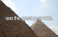 two pyramids with the words see the great pyramids above them