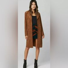 Blank Nyc Free People Coco Brown Faux Suede Belted Trench Coat Jacket With Pockets Size Xs Even Though It Xs I’m Medium And Fits Casual Outerwear With Suede Overlays For Work, Casual Suede Overlay Outerwear For Work, Chic Suede Outerwear With Pockets, Casual Outerwear With Suede Overlays, Fitted Suede Outerwear For Work, Fall Suede Leather Jacket For Work, Chic Leather Jacket With Suede Overlays, Chic Long Sleeve Leather Jacket With Suede Overlays, Suede Leather Jacket For Work In Fall