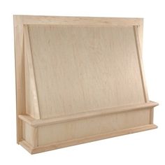 a wooden shelf with a white background