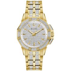 Add function and style to any outfit with this Bulova women's octava gold tone stainless steel crystal accent bracelet watch. Click on this JEWELRY & WATCHES GUIDE to learn about fit, styles, materials and more! Add function and style to any outfit with this Bulova women's octava gold tone stainless steel crystal accent bracelet watch. Click on this JEWELRY & WATCHES GUIDE to learn about fit, styles, materials and more! FEATURES Stone type: crystal Style: luxuryDISPLAY Dial type: textured Face c Silver Display, Face C, Crystal Display, Ladies Dress, Classic Watches, Crystal Collection, Stainless Steel Band, Style Statement, Steel Watch