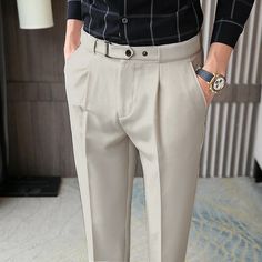 Season:Spring  Summer; Gender:Men's; Style:Vintage,Elegant; Occasion:Daily,Business; Function:Soft,Comfort; Waistline:High Waist; Pattern:Solid Color; Design:Pocket,High Rise; Pants Type:Dress Pants,Gurkha Pants,Suit Pants,Pleated Pants,Trousers; Fly Type:Zipper,Button; Front page:FF; Listing Date:06/21/2022; Hips:null; Length:null; Waist:null Gurkha Pants, Summer Suits Men, Men's Dress Pants, Pants Pocket, Suits Men, Mens Dress Pants, Pants Suit, Summer Suits, Trouser Style