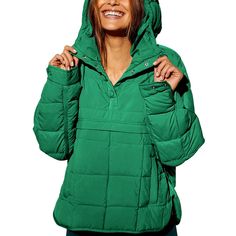 LOVEMI  WDown jacket Green / S Lovemi -  Hooded Cotton Coat Jacket Women Oversized Winter Coat, Quilted Pullover, Oversized Puffer Jacket, Oversized Puffer, Hooded Winter Coat, Puffer Jacket Women, Mini Robes, Cotton Coat, Oversized Pullover