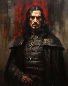 a painting of a man dressed in black