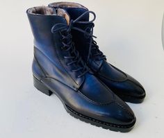 Buy TucciPolo Mens handmade Luxury Italian leather Winter Navy Blue Split Toe Fur Dress Boots. Handcrafted for the classy gentleman in mind. Get your pair today Leather : Italian calf skin leather with Fur Color: Navy Blue This is a made-to-order product. Each pair will be made upon receipt of order and shipped in approximately 15 days. Because our boots are hand-painted and couture-level creations, each shoe will have a unique hue and polish, and exactly as photo. * If you want this product in Fitted Blue Luxury Boots, Blue Leather Boots, Mobile Telephone, Italian Leather Boots, Fur Dress, Designer Boots, Dr. Martens Boots, Blue Leather, Dress With Boots