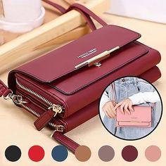 Category:Wallet,Shoulder Bag,Crossbody Bag; Embellishment:Buckle,Zipper; Gender:Women's; Type:Mobile Phone Bag; Occasion:Office,Valentine's Day,Daily,Shopping; Material:PU Leather; Width:80; Height:10; Function:Adjustable,Durable; Pattern:Solid Color,Letter; Listing Date:03/21/2023; Production mode:External procurement; Length:18 Cheap Crossbody Bags, Beg Tangan, Leather Office, Stylish Shoulder Bag, Wallet Organization, Phone Purse, Mobile Phone Bag, Crossbody Wallet, Crochet Bags