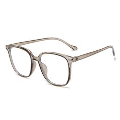 Elevate your everyday style with our sleek and minimalistic eyewear. Featuring a bold square frame and the stylish addition of upper corner rivet design, these glasses exude confidence and sophistication. The simplicity of the design makes them versatile and perfect for daily wear. Whether you're heading to the office or going out with friends, these glasses effortlessly elevate any outfit.Weight: 16 gFrame Shape: SquareFrame Color: GreyFrame Material: PCRim Type: Full RimSpring Hinge: NoAdjustable Nose Pads: NoLens Width: 50 mmBridge Width: 16 mmTemple Length: 156 mmFrame Width: 145 mmLens Height: 48 mm Square Frame Tinted Sunglasses For Office, Modern Square Frame Sunglasses For Office, Exude Confidence, Glasses Online, Square Frame, Prescription Glasses, Square Frames, Everyday Style, Blue Light