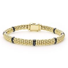 Seven smooth black ceramic stations highlight 18k gold Caviar beading on this signature bracelet. Jewelry Closet, Signature Bracelet, Black Caviar, Engraved Items, Black Ceramic, Bracelet Sizes, Special Events, My Jewellery, Gold Jewelry