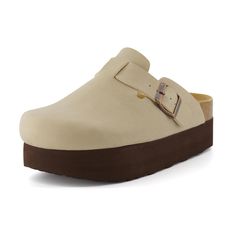 PRICES MAY VARY. Premium Vegan Leather upper Easy Slip on / off Padded Geniune Suede footbed Premium EVA outsole Women's Cushionaire comfort Cork footbed platform clog. Stay cool with these high quality clogs that will give you comfort throughout your day. Platform Clogs Outfit, Perfect Contour, Clogs Outfit, Platform Clogs, Kids Luggage, Mule Clogs, Mules Shoes, Arch Support, Shoes Online