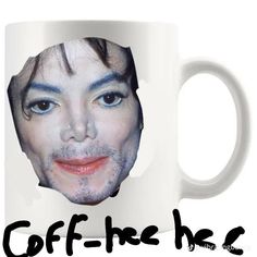 a coffee mug with the face of michael jackson on it