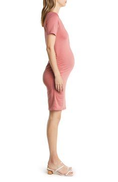 Show off your mom-to-be figure in this snap-front dress cut from a stretchy knit that moves comfortably with you and your bump. Scoop neck Short sleeves 70% viscose, 25% cotton, 5% elastane Machine wash, tumble dry Imported Spring Bump Friendly Dresses, Daywear Nursing-friendly Maternity Dress, Summer Stretch Maternity Dress Nursing Friendly, Summer Bodycon Maternity Dress, Spring Dresses Bump Friendly, Nursing Friendly Fitted Maternity Dress For Loungewear, Fitted Nursing Friendly Maternity Dress For Loungewear, Maternity Stretch Dresses With Short Sleeves, Summer Stretch Maternity Dress Bump Friendly