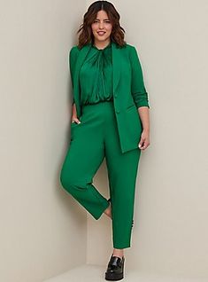 Plus Size Studio Refined Crepe Classic Blazer, GREEN Plus Size Professional, Ruched Sleeve Blazer, Plus Size Work, Plus Size Blazer, Crepe Blazer, Classic Blazer, Career Wear, Suits You, Say Hello