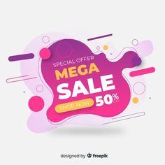 a pink sale banner with geometric shapes