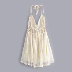 Product Details: V-neck Cami straps Tiered frill detailing Open back with self-tie fastening Relaxed fit Made from Linen and Cotton Buy Dresses Online, Lace Splicing, Woman Dress, Backless Mini Dress, Elegant Dresses For Women, Evening Dresses Elegant, Dress Elegant, Mini Dresses, Waist Dress