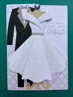 a card with an image of a bride and groom on it, which reads on this day and things