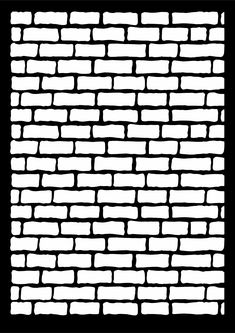 a black and white image of a brick wall with a hole cut in it's center