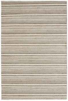 a beige and white rug with stripes on it