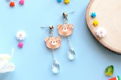 "♥ A beary cute pair of earrings ♥ This glossy bear earrings pair is perfect for kawaii jewelry lovers, for animal lovers and for those who enjoy delicate but sparkly jewelry.  must have accessory for animal lovers! ♥ Soft, pastel colors. A glossy delicate look  ♥ Hypoallergenic surgical steel earring post ♥ Dainty, crystaline teardrop beads ♥ 2\" in length ♥ Sturdy materials ♥ Cute packaging ♥ Hand assembled in my studio This pair of cute earrings makes the perfect gift for people who love animals and bears, kawaii fashion, kawaii jewelry, kawaii earrings, cute pastel accessories, girlfriend, siblings, friends, sister, mother, wife, co-workers or kids! See more earrings at my shop: Etsy.com/shop/sehreensartlab" Kawaii Hypoallergenic Drop Earrings, Kawaii Hypoallergenic Dangle Jewelry, Kawaii Style Drop Earrings, Hypoallergenic Kawaii Dangle Jewelry, Kawaii Dangle Earrings, Chocolate Honey, Pastel Accessories, Jewelry Kawaii, Plastic Craft