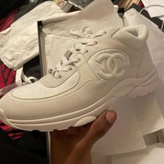 Come With Box In Good Condition No Wear Size 39 White Chanel Sneakers, Chanel Trainers, Chanel Sneakers, Sneakers For Women, Shoes White, Chanel Shoes, Nike Air Force Sneaker, Woman Colour, Womens Shoes Sneakers