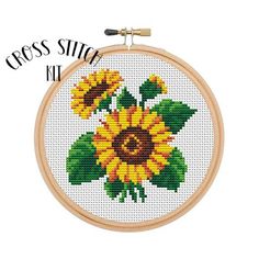 Sunflowers Cross Stitch Kit. Counted Cross Stitch Kit. Cross - Etsy Cross Stitch Sunflower, Beginner Cross Stitch, Bamboo Embroidery, Colour Codes, Cactus Cross Stitch, Retro Embroidery, Flowers Cross Stitch, Cross Stitch Border Pattern, Thread Needle