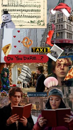 collage of various images including people, buildings, and christmas decorations with the words do you dare?