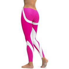 If you want to stand out in the gym, yoga or out and about and during the summer, winter, fall or spring than these Pink Honeycomb Carbon White Leggings will do the trick. It's almost as if white background makes the color pink stand out even more. The Color Pink, 100 Squats, White Leggings, Gym Yoga, Soft Leggings, In The Gym, Squat Proof, Pink Leggings, Out And About