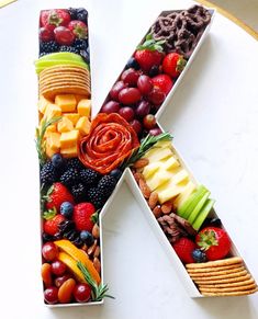 the letter k is made up of fruits and crackers