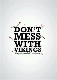 the words don't mess with vikings are written in black and red letters