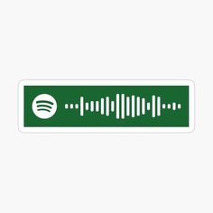 a green music equalizer sticker with white sound waves on the front and back