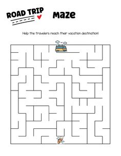 road trip maze worksheet