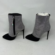 Authentic And New. Original Box And Dust Bag Included Metallic High Heel Boots For Evening, Elegant Silver Boots For Party, Elegant Silver Party Boots, Luxury Metallic Boots For Party, Chic Evening Heels With Silver Accents, Metallic Silver Evening Boots With Round Toe, Designer Silver Heels For Night Out, Chic Silver High Heel Boots, Silver High Heel Boots For Formal Occasions