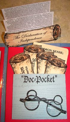 three books with glasses on them sitting next to each other and an envelope that says doclocket