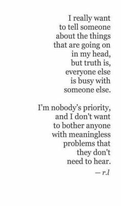 a poem written in black and white with the words, i'm nobody's priority