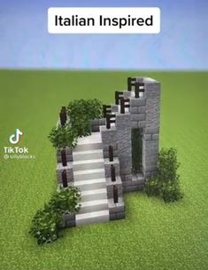 an image of a building made out of blocks and grass with the words italian inspired on it