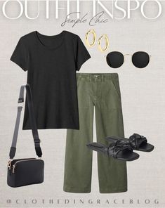 Olive Green Pants Outfit Women, Green Pants Outfit Women, Green Sandals Outfit, Olive Green Pants Outfit, Outfit Women Casual, Green Pants Outfit, Look Boho Chic, Olive Pants, Teaching Outfits