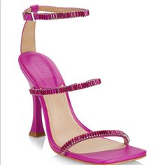 Brand New Barbie Strappy High Heel Sandals With Crystal Embellishments And Curved Heel. Sexy Shoes For A Night Out. Berry Color “Very Pink” Leather Upper Open Square Toe Ankle Buckle Closure Synthetic Lining Leather Sole Size 10 Curved Heel, 4" (101mm) Questions? Leave A Comment Below! Purple Crystal Embellished Heels For Evening, Purple Crystal Embellished Evening Heels, Chic Purple Heels With Rhinestones, Purple Embellished Open Toe Heels, Embellished Purple Heels For Evening, Summer Purple Rhinestone Heels, Embellished Purple High Heels, Purple Embellished High Heels, Chic Embellished Purple Heels