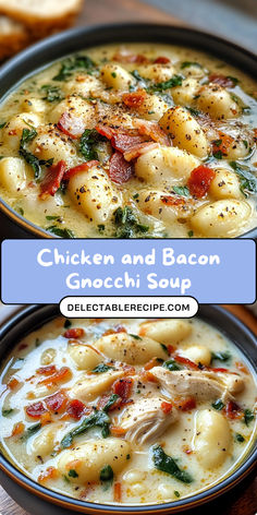 Treat your taste buds to the rich flavors of Chicken and Bacon Gnocchi Soup. A must-try recipe that will become a family favorite in no time. #FoodieFavorites, #SoupSeason, #YummyBowls, #DinnerIdeas