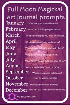 Wiccan Journal Prompts, Witchcraft Journal Prompts, Witchy Journal Prompts, Full Moon Magick, Witchcraft Journal, Types Of Witches, Full Moon Spells, Cosmic Witch, Magick Art