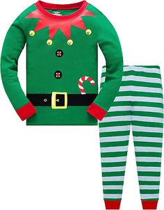 Popshion Kids Christmas Pajamas 100% Cotton Toddler Girls Long Sleeve Elf Pjs Se  | eBay Playful Long Sleeve Christmas Sleepwear, Green Cotton Christmas Sets, Holiday Green Long Sleeve Sets, Green Christmas Sleepover Sets, Green Pajama Party Sets For Winter, Green Christmas Bedtime Sets, Playful Christmas Loungewear Set, Green Long Sleeve Holiday Sleepwear, Playful Christmas Sleepover Sets