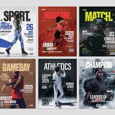 Sport Magazine Cover Templates Sport Magazine Cover, Sports Magazine Covers, Graphic Design Cv, Magazine Cover Template, Sport Magazine, Sports Magazine, Cover Templates, Powerpoint Presentation Design, Presentation Design Template