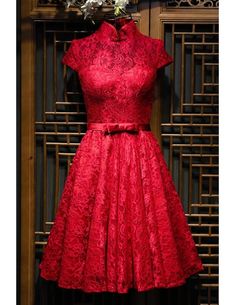 Chinese Burgundy Qipao Style Short Reception Party Dress With Sleeves Reception Party Dress, Party Dress With Sleeves, Burgundy Party Dress, Party Dresses With Sleeves, Red Homecoming Dresses, Dress With Sleeves, Short Party Dress, Formal Evening Dress, Reception Party