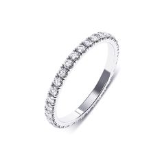 The Eternity is a timeless ring with a classic full-eternity design. Made from S925 sterling silver, it features round-cut simulated diamonds in a channel setting for a beautiful sparkle. It's also available in rose gold. For those who love understated elegance, The Eternity suits both daily wear and special events. Its seamless design brings a touch of sophistication to any look and is perfect for stacking with other rings. Enjoy the lasting beauty of The Eternity, symbolizing eternal love and Timeless Rose Gold Eternity Band With Prong Setting, Classic Rose Gold Diamond Eternity Band, Classic Rose Gold Eternity Band With Vvs Clarity, Classic Rose Gold Eternity Band With Diamond Accents, Classic Rose Gold Cubic Zirconia Eternity Band, Timeless Ring, Channel Set, Eternal Love, 18k Rose Gold