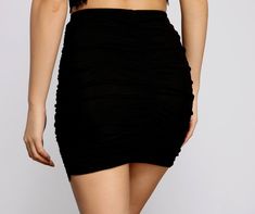 Channel a glam look with a lace mini skirt that showcases curves in all the right places. The skirt features an elastic high-rise waist. a ruched body. and a mini-length silhouette with lace trim. The skirt is composed of a lined mesh knit fabric that offers a relaxed fit with slight stretch. Complete look with a lace bustier.Fit & Features Elastic high rise waist Ruched body Mini length silhouette Lace hem Lined mesh fabric Form hugging fit. slight stretch Runs true to size Ruched Mini Skirt, Glitter Mini Dress, Lace Mini Skirt, Tie Dye Mini Dress, Glam Look, Suede Mini Skirt, Lace Bustier, Glam Looks, Satin Mini Dress