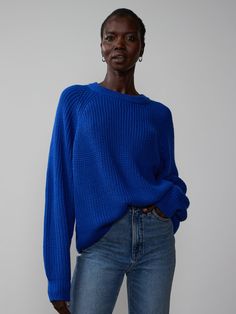 Cobalt Sweater, Royal Blue Sweater, Chunky Cable Knit Sweater, Trendy Sweaters, Dresses Pants, Blue Sweater, Cute Sweaters, Pants Jeans, Ribbed Sweater