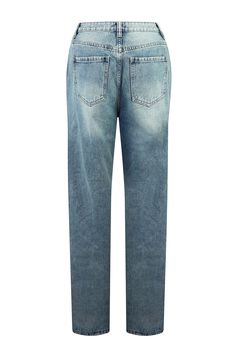 High rise denim jeans featuring frayed trim and distressed detailsStraight leg fitRuns true to size Trendy Rigid Denim Jeans With Frayed Hem, Ripped Denim Blue Cropped Jeans In Rigid Denim, Washed Blue Straight Leg Jeans With Frayed Hem, Faded Jeans With Frayed Hem In Rigid Denim, Ripped Denim Blue Cropped Jeans, Faded Straight Leg Pants With Frayed Hem, Ripped Cropped Jeans In Denim Blue, Faded Distressed Cropped Leg Jeans, Denim Blue Rigid Denim Jeans With Frayed Hem